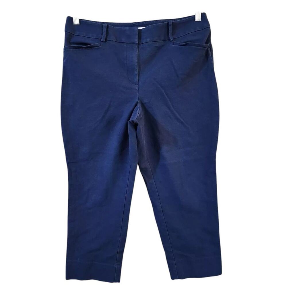 Ann Taylor LOFT Womens Julie Riviera Caprii Pants Size 12P Blue Mid Rise Stretch